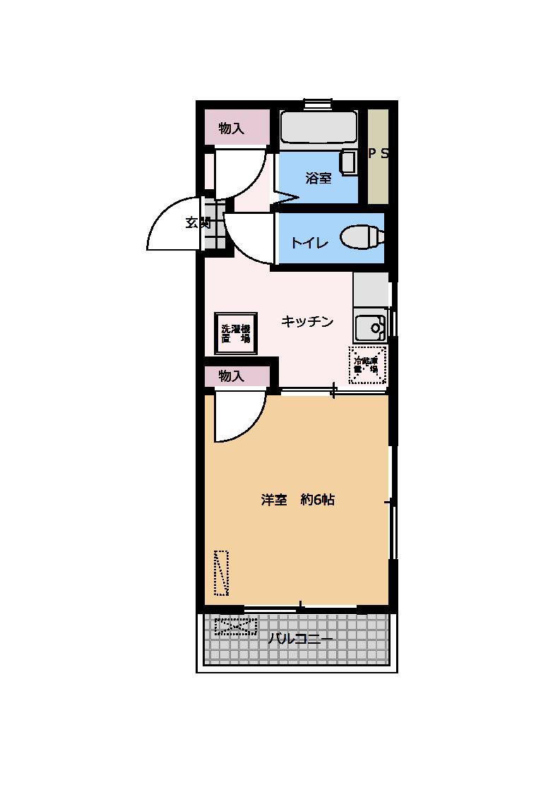 ハイネスU(1K/2階)の間取り写真