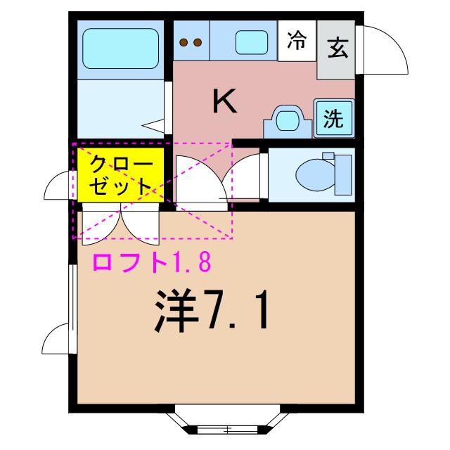 コーポビュー(1K/2階)の間取り写真