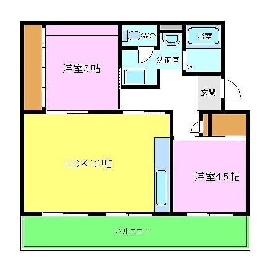 ヴィラナリー千代田9号棟(2LDK/4階)の間取り写真