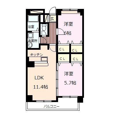 ビュートピアサウス(2LDK/1階)の間取り写真