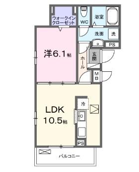ピアチェーレ光が丘(1LDK/1階)の間取り写真