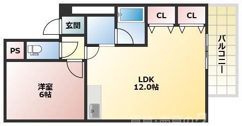ローズコーポ新大阪第6(1LDK/6階)の間取り写真