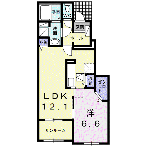旭市イ1769 1LDK(1LDK/1階)の間取り写真