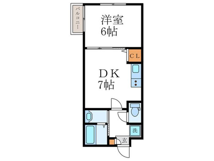 フォルトゥーナ中堂寺(1DK/2階)の間取り写真