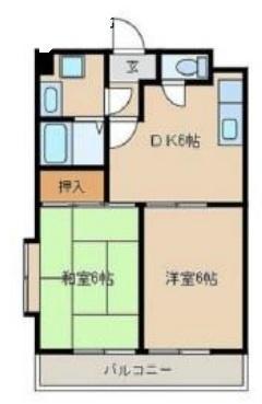 ドミール上牧/2F(2DK/2階)の間取り写真