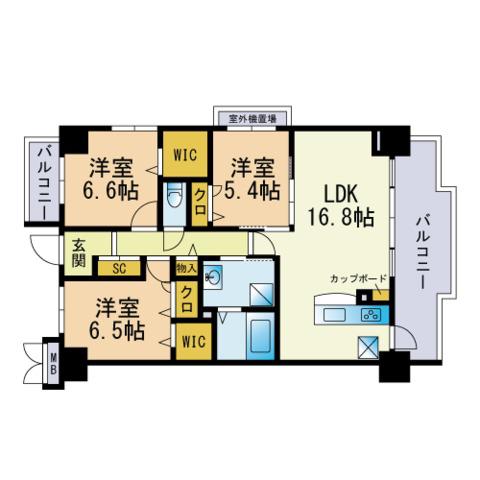 ドゥ・メゾン(3LDK/8階)の間取り写真