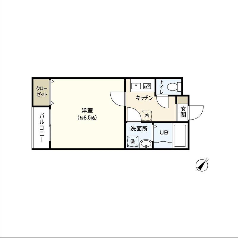 TROIS五輪(1K/1階)の間取り写真
