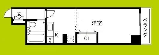 カーサ北堀江(1DK/2階)の間取り写真