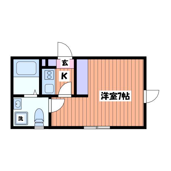 ソラ西国立(1K/1階)の間取り写真