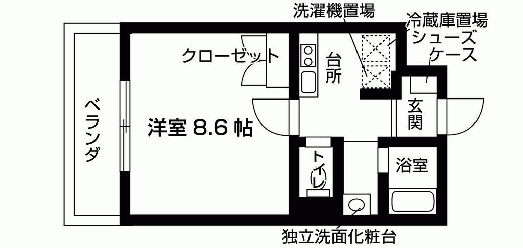 フラッツ室町(1K/3階)の間取り写真