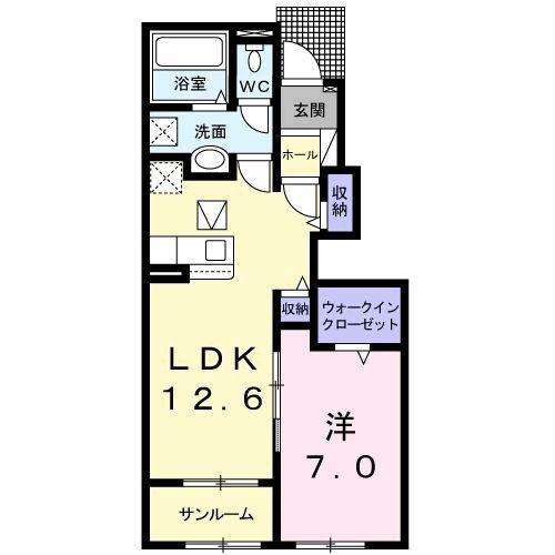 サニーハウスIII(1LDK/1階)の間取り写真