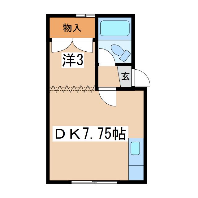 パークサイドA(1DK/2階)の間取り写真