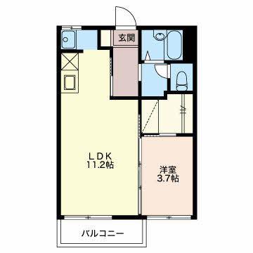 ハイツサンシャイン N棟(1LDK/2階)の間取り写真