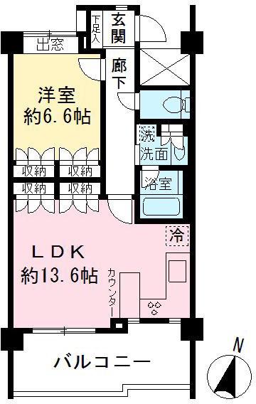 エストライフつつじヶ丘三番館(1LDK/2階)の間取り写真