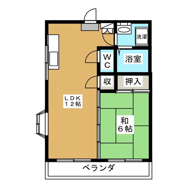 クレスト小倉(1LDK/2階)の間取り写真