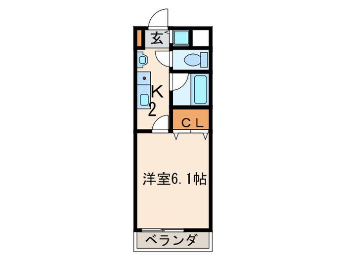 エクレール白糸台(1K/2階)の間取り写真