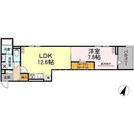 D-NEUK(1LDK/2階)の間取り写真