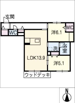 アグレアーブル(2LDK/1階)の間取り写真