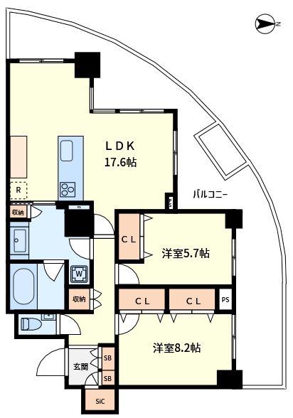 ゲートシティ大崎サウスパークタワー(2LDK/11階)の間取り写真