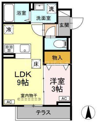 グラナーデ扇I(1LDK/1階)の間取り写真