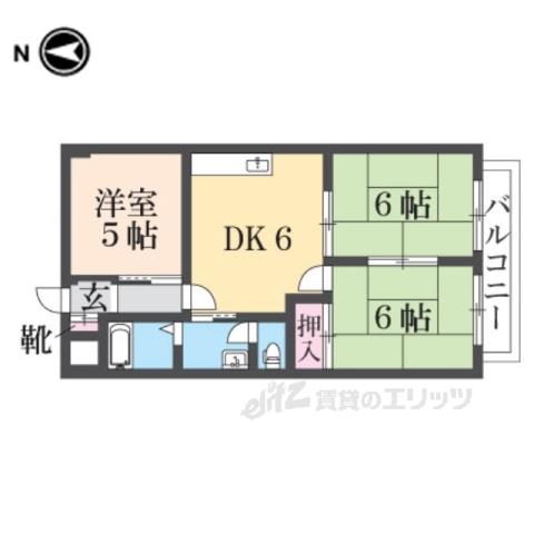 シャルマンフジ武庫之荘壱番館(3DK/2階)の間取り写真