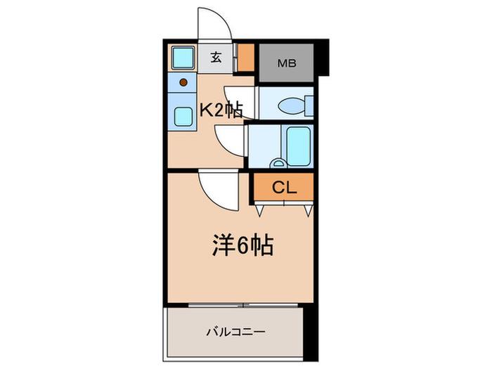 グレース自由が丘(1K/2階)の間取り写真