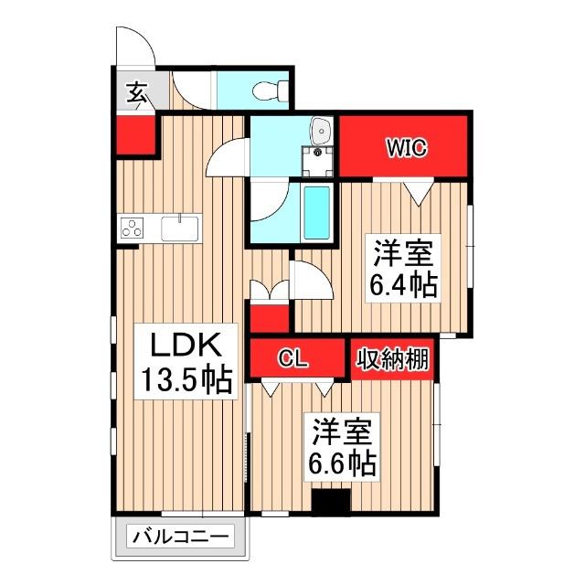 WJ・Wー26(2LDK/1階)の間取り写真