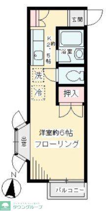 グリーンアベニュー(1K/2階)の間取り写真