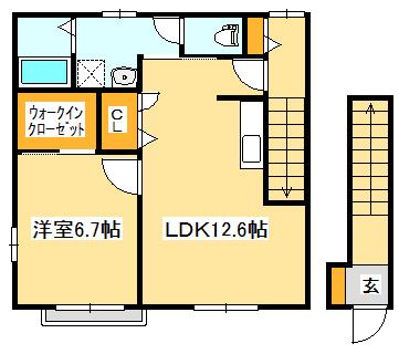 ユルバン・プチII(1LDK/2階)の間取り写真
