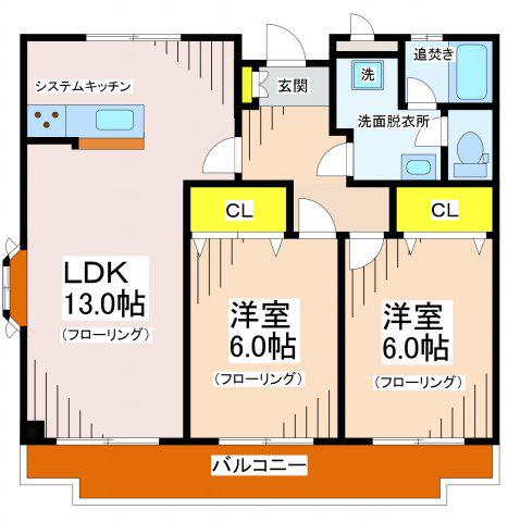 テラスレジデンス西つつじヶ丘(2LDK/2階)の間取り写真
