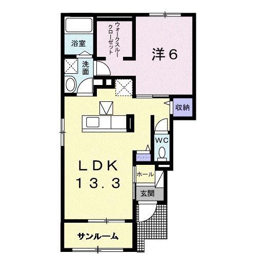 サンライズ 天王西(1LDK/1階)の間取り写真