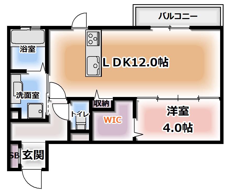 イロアス大日(1LDK/1階)の間取り写真