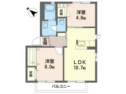 ベルハイム参番館C(2LDK/2階)の間取り写真