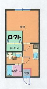 ハウスアリエル(1K/2階)の間取り写真