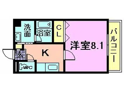 DEUX クレールひかり(1K/2階)の間取り写真