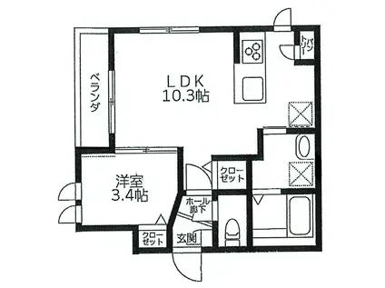 プラージュ湘南(1LDK/1階)の間取り写真