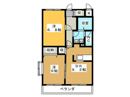 シンセアーマンション富士宮II(2DK/1階)の間取り写真