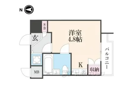 ライオンズマンション京都河原町(ワンルーム/5階)の間取り写真