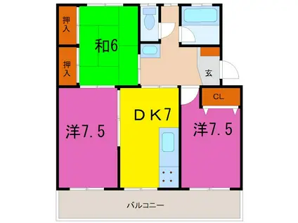 コーポ矢野(3DK/4階)の間取り写真