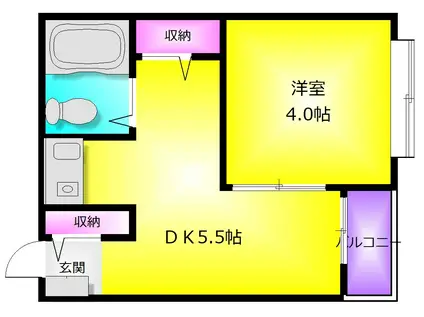 ライラックレインボー北木の本(1DK/3階)の間取り写真