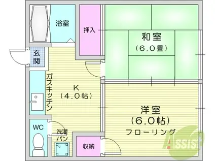 ファミール葉山(2K/1階)の間取り写真