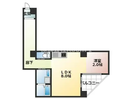 B.UEMACHIDAI(1LDK/10階)の間取り写真