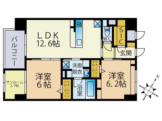 BLESS 南福岡駅前(2SLDK/9階)の間取り写真