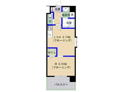 プリスティン香椎(1LDK/5階)の間取り写真