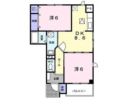 コーポさくらA棟(2DK/1階)の間取り写真