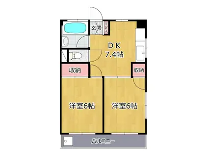 アイシンビレッジ(2DK/2階)の間取り写真