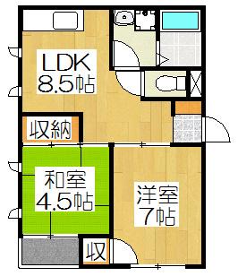 沢町ハイツ(2LDK/3階)の間取り写真