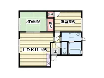 グリーンハイツ蒲田B(2LDK/2階)の間取り写真