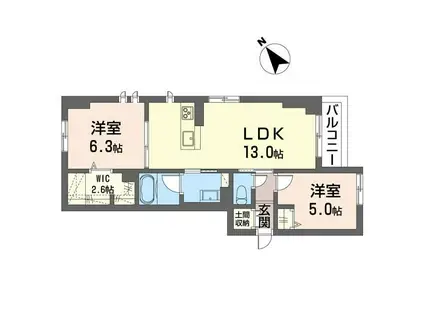 エクセレント武蔵浦和リュクス(2LDK/2階)の間取り写真