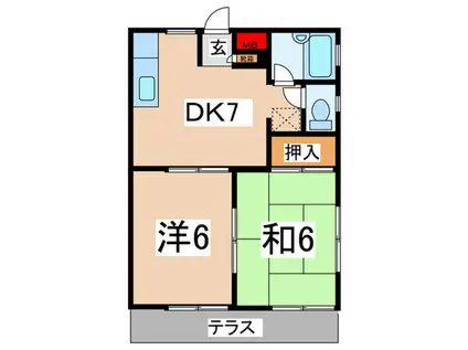 リバティ池田(2DK/1階)の間取り写真